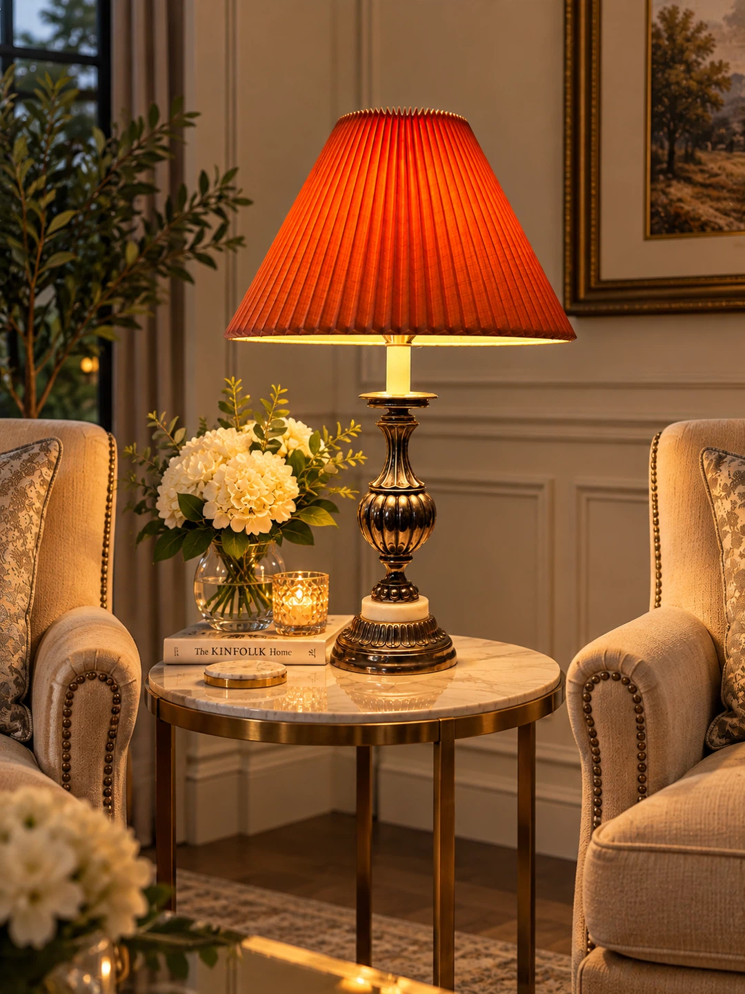 Vintage style brass and marble table lamp - photo 2