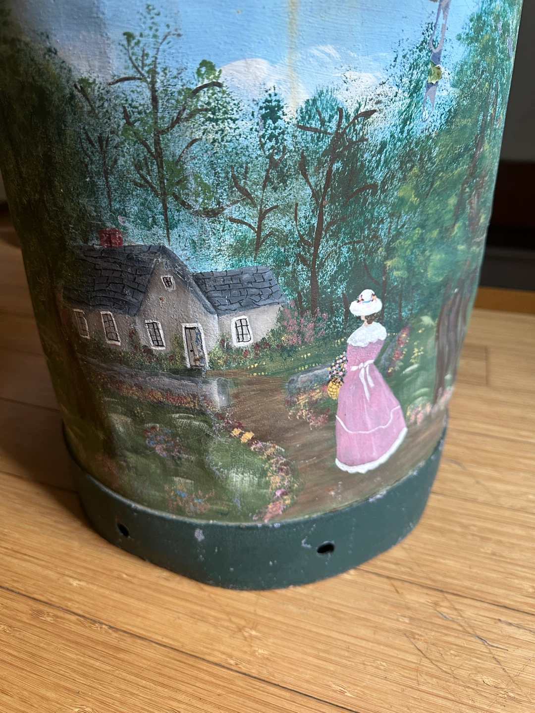 ANTIQUE VINTAGE MILK CAN CANADIAN FOLK ART PAINTING DECOR - photo 4