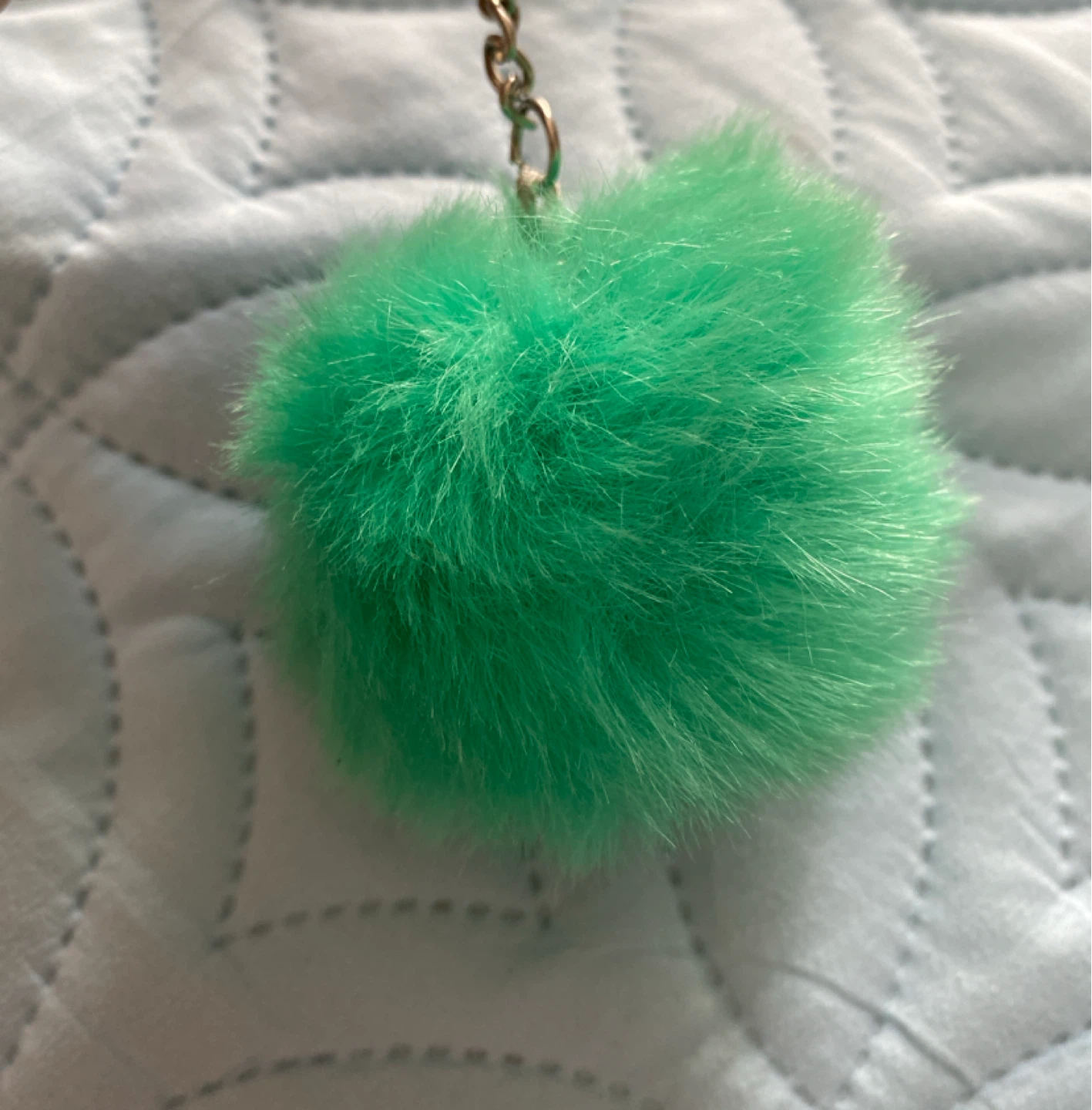Fluffy Mint Green Faux Fur Pom-Pom Keychain 💚✨