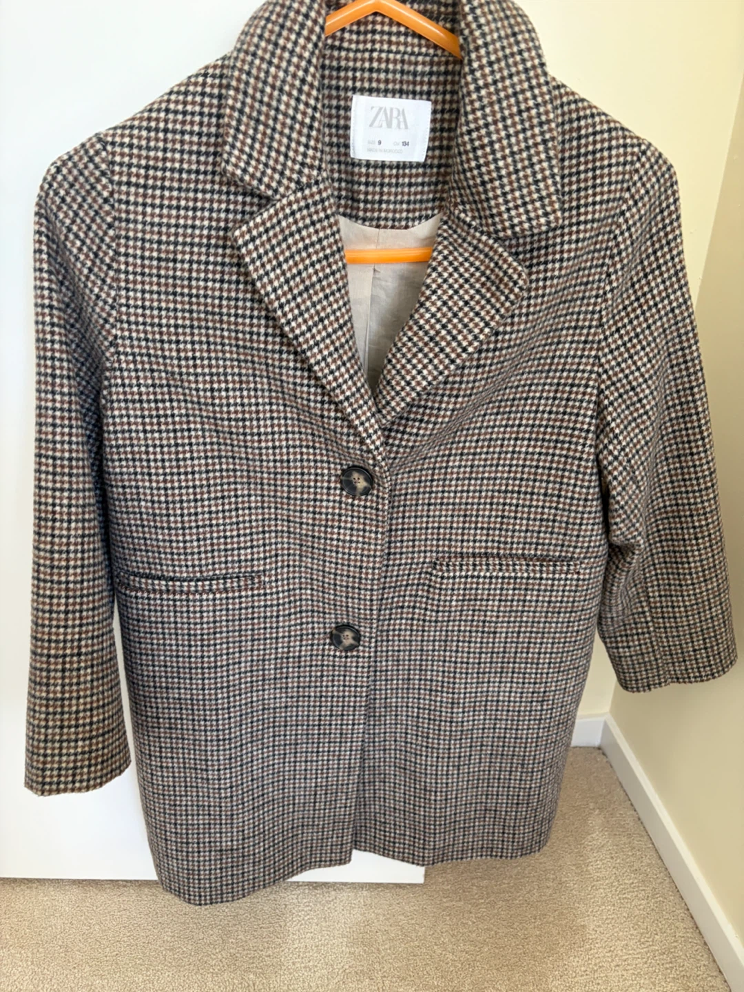Zara Girls Plaid Coat