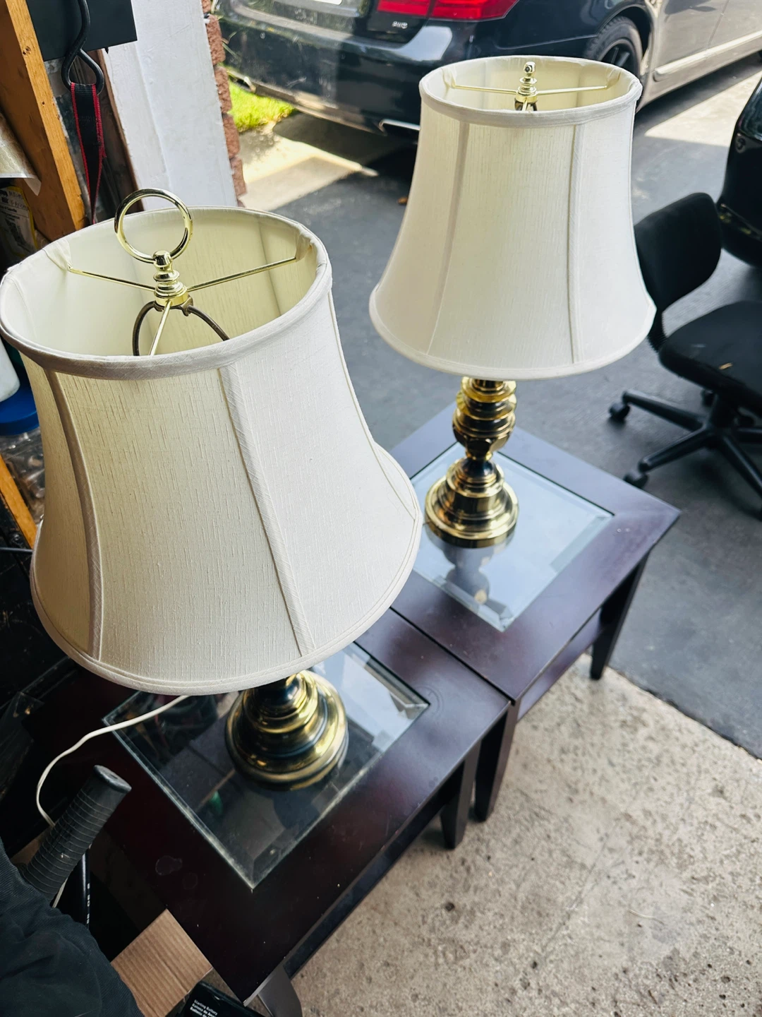 Two Vintage Brass Table Lamps