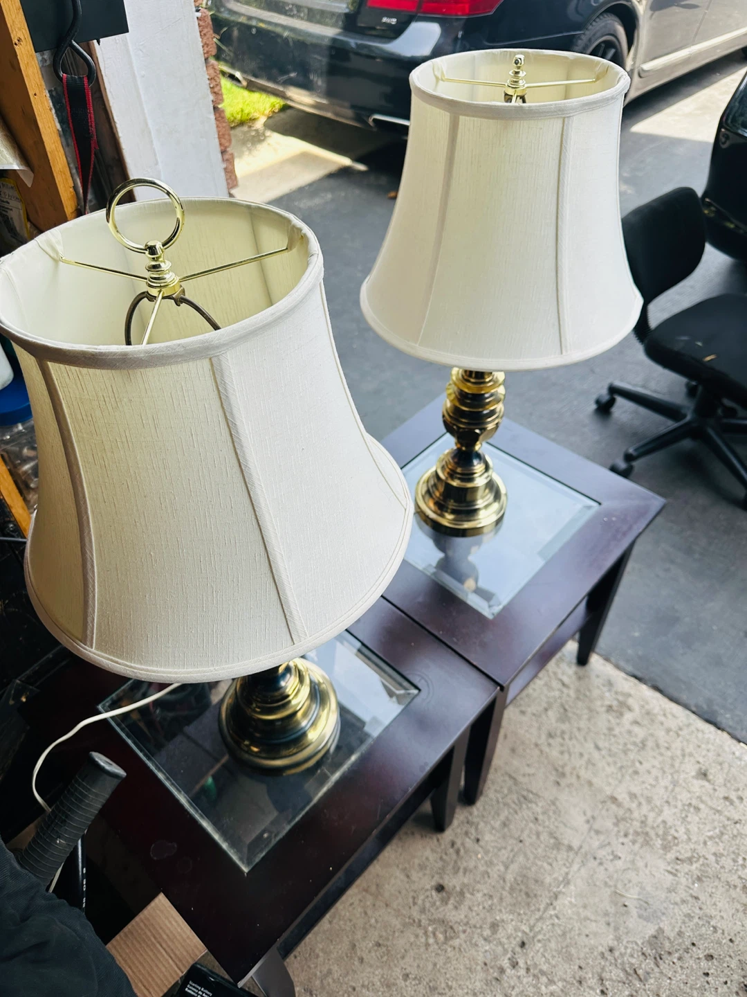 Two Vintage Brass Table Lamps - photo 2