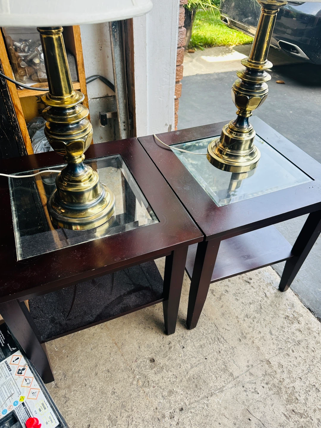 Two Vintage Brass Table Lamps - photo 3