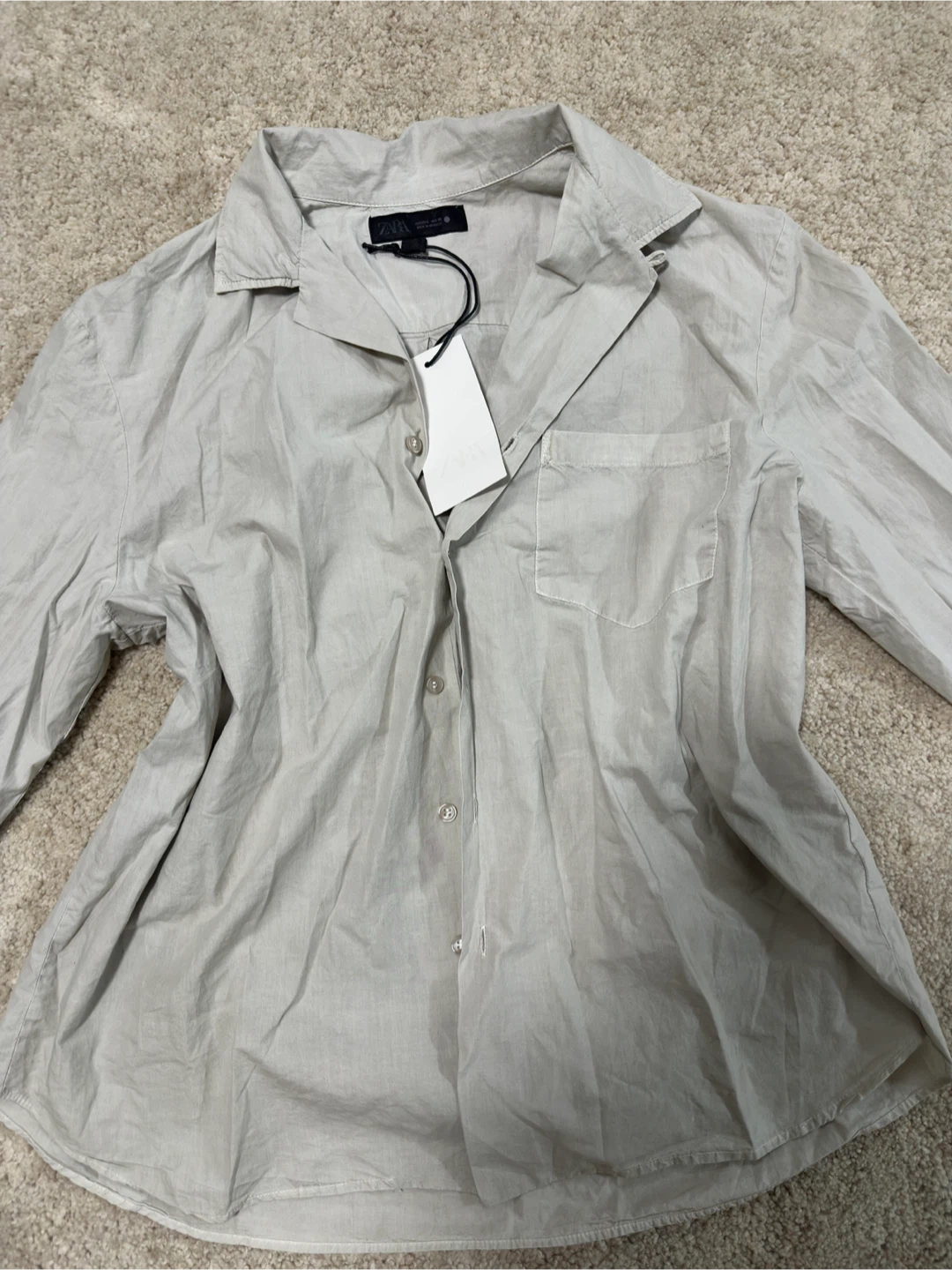 new Zara Long Sleeve Button-Up Shirt - Size Large - photo 2