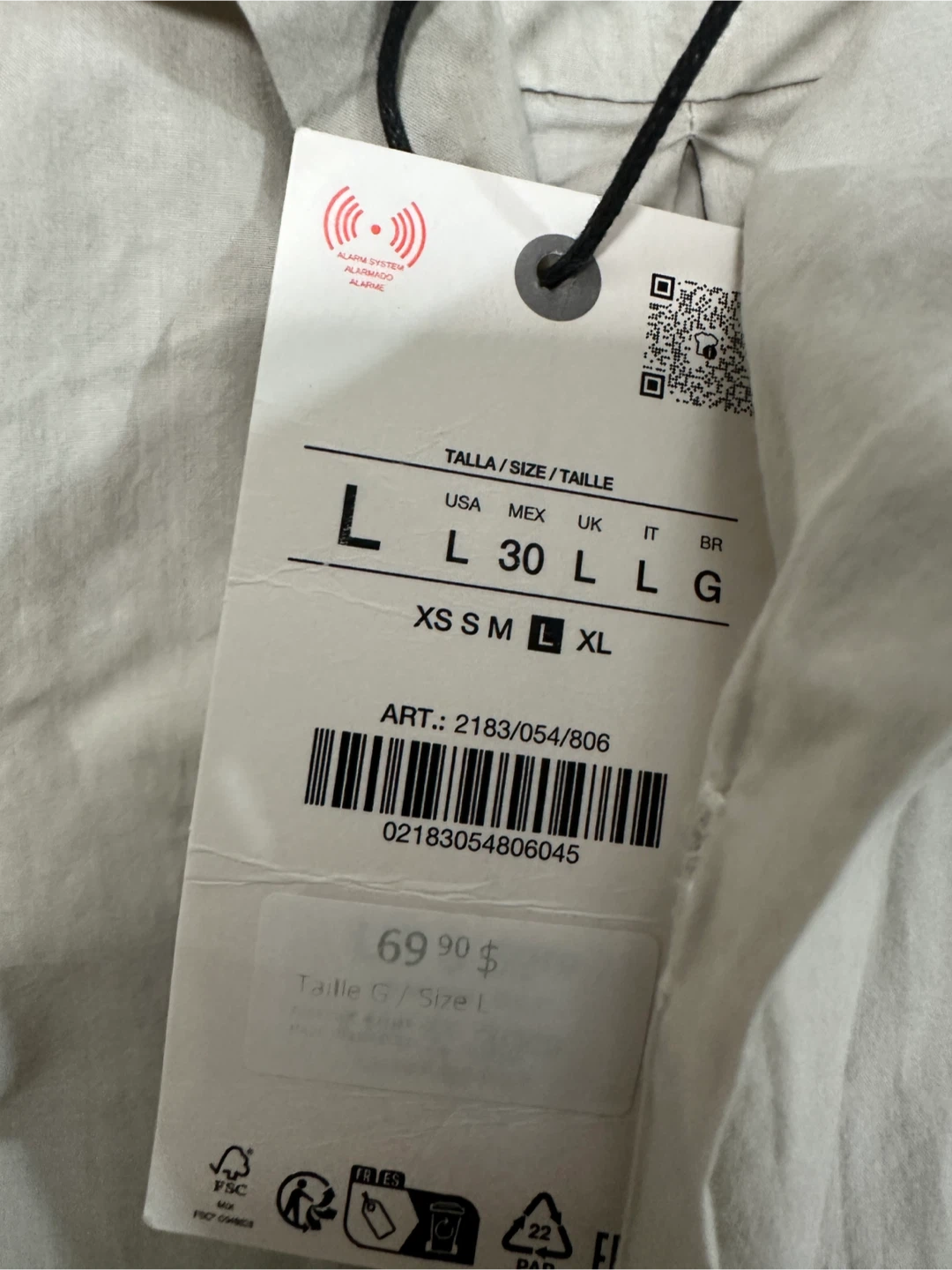 new Zara Long Sleeve Button-Up Shirt - Size Large - photo 3