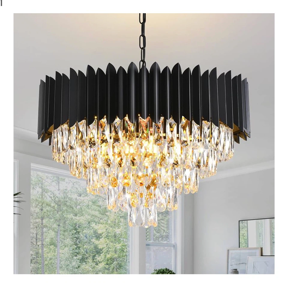 Black Crystal Chandelier 5-Tier Dining Room