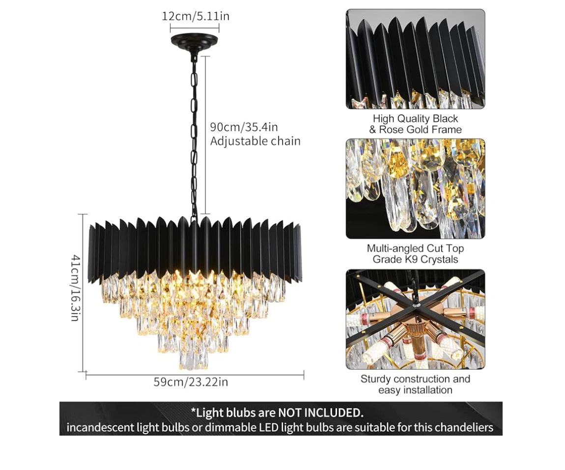 Black Crystal Chandelier 5-Tier Dining Room - photo 4