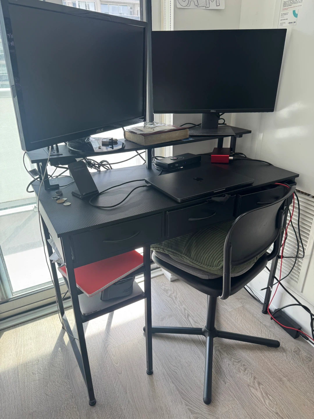 Carbon Fibre Look Computer Desk with Power Outlet