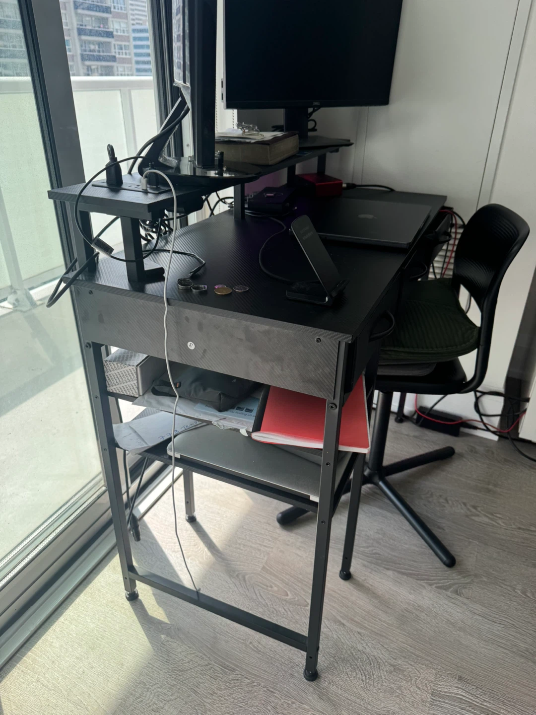 Carbon Fibre Look Computer Desk with Power Outlet - photo 3