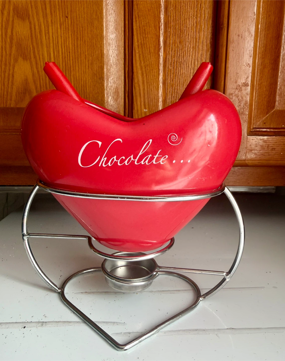 Heart-Shaped Chocolate Fondue Set