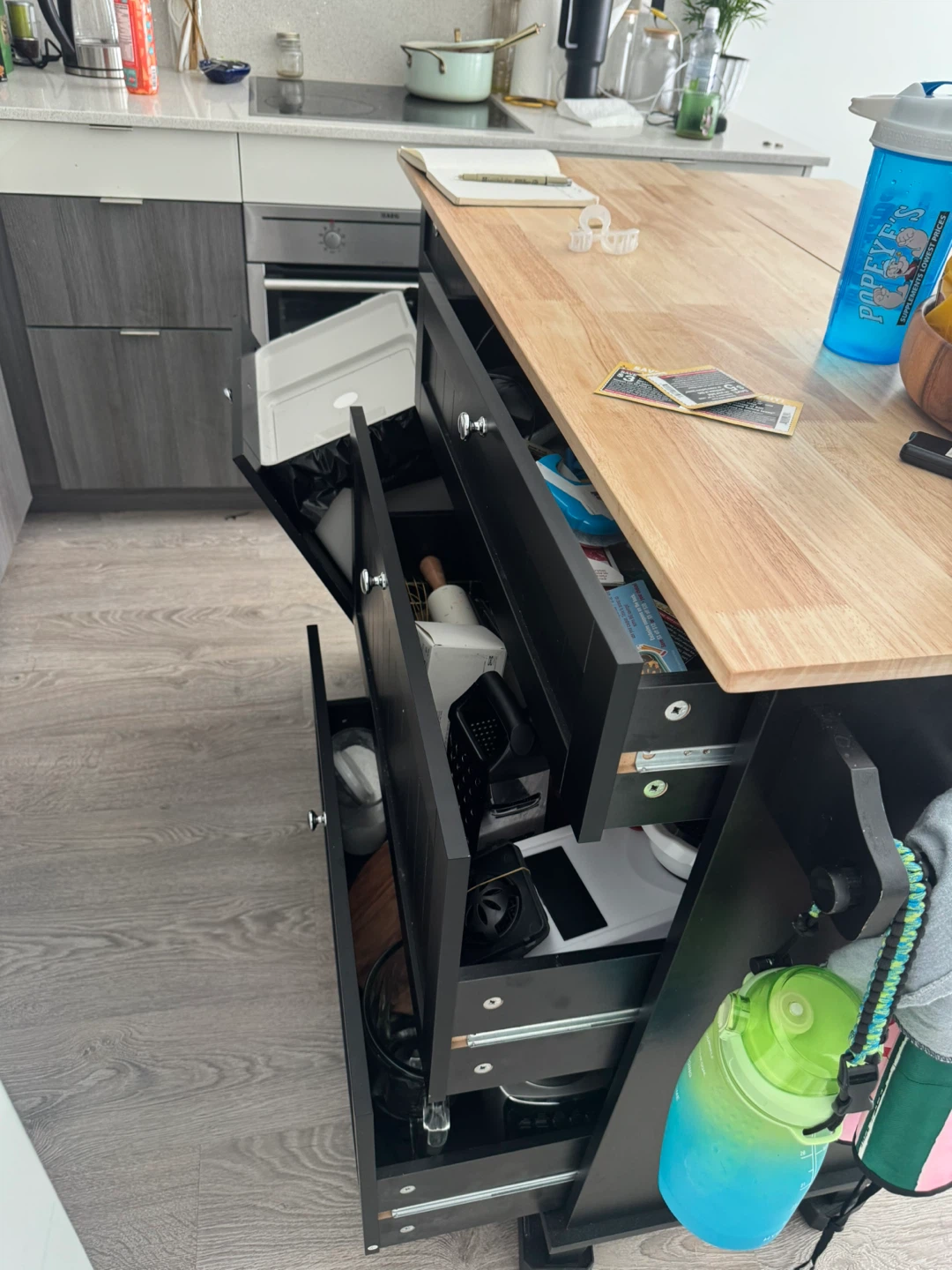Kitchen Island with Waste Bin and Storage - photo 2