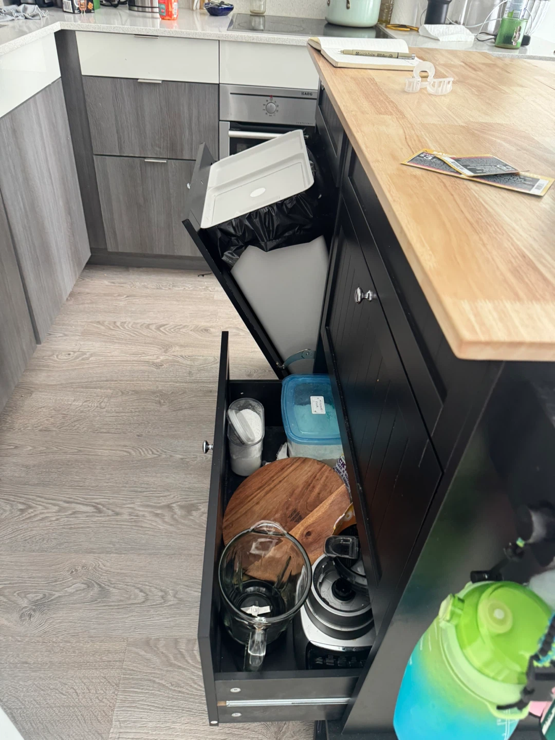 Kitchen Island with Waste Bin and Storage - photo 3