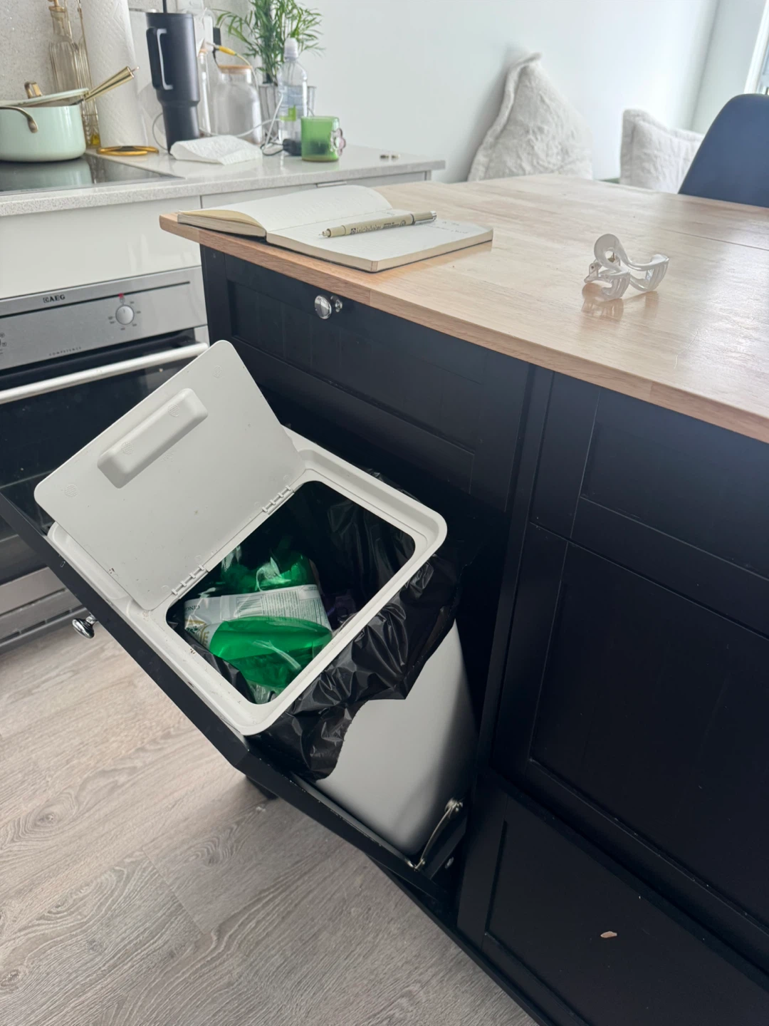 Kitchen Island with Waste Bin and Storage - photo 4