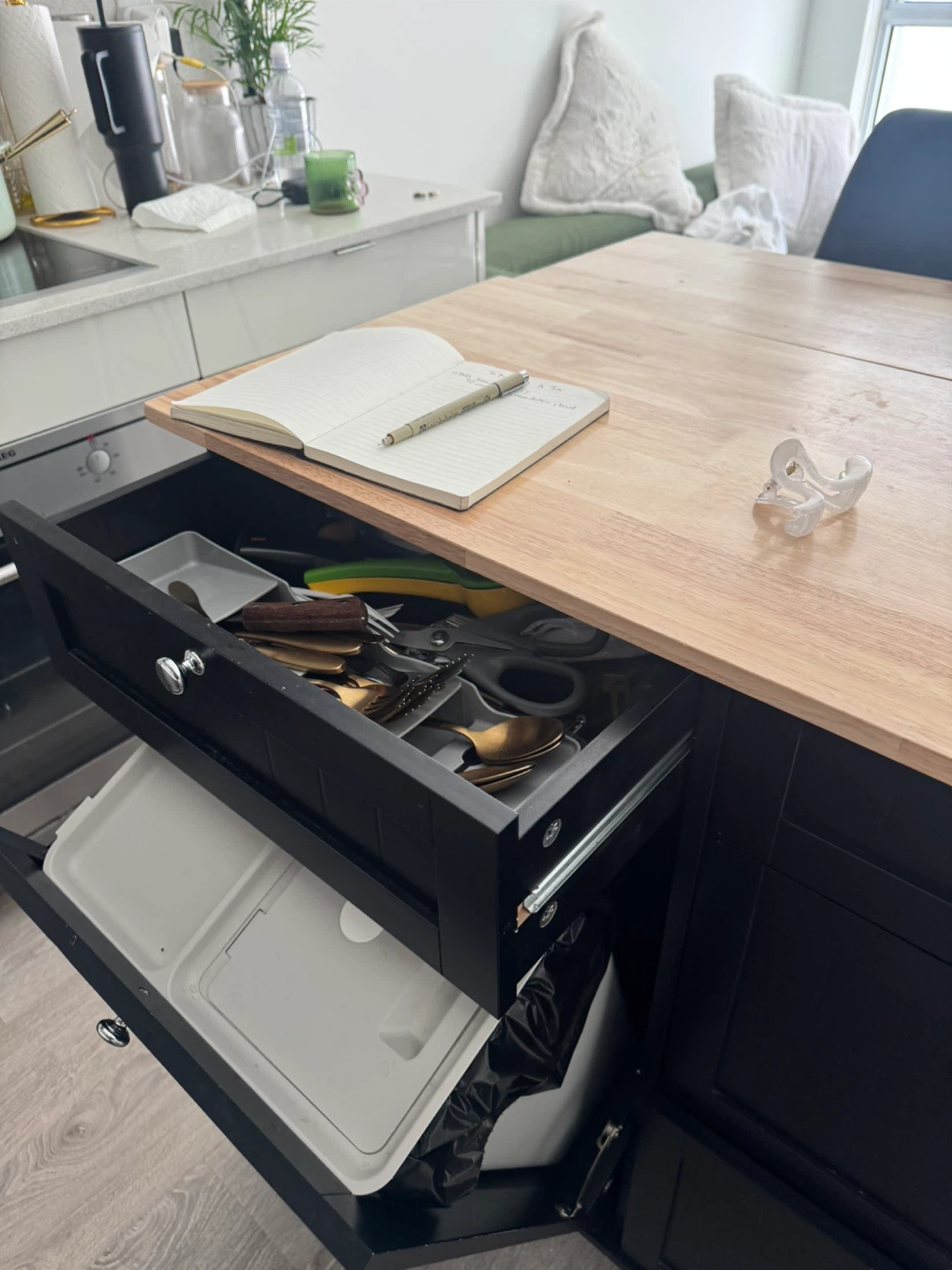 Kitchen Island with Waste Bin and Storage - photo 5