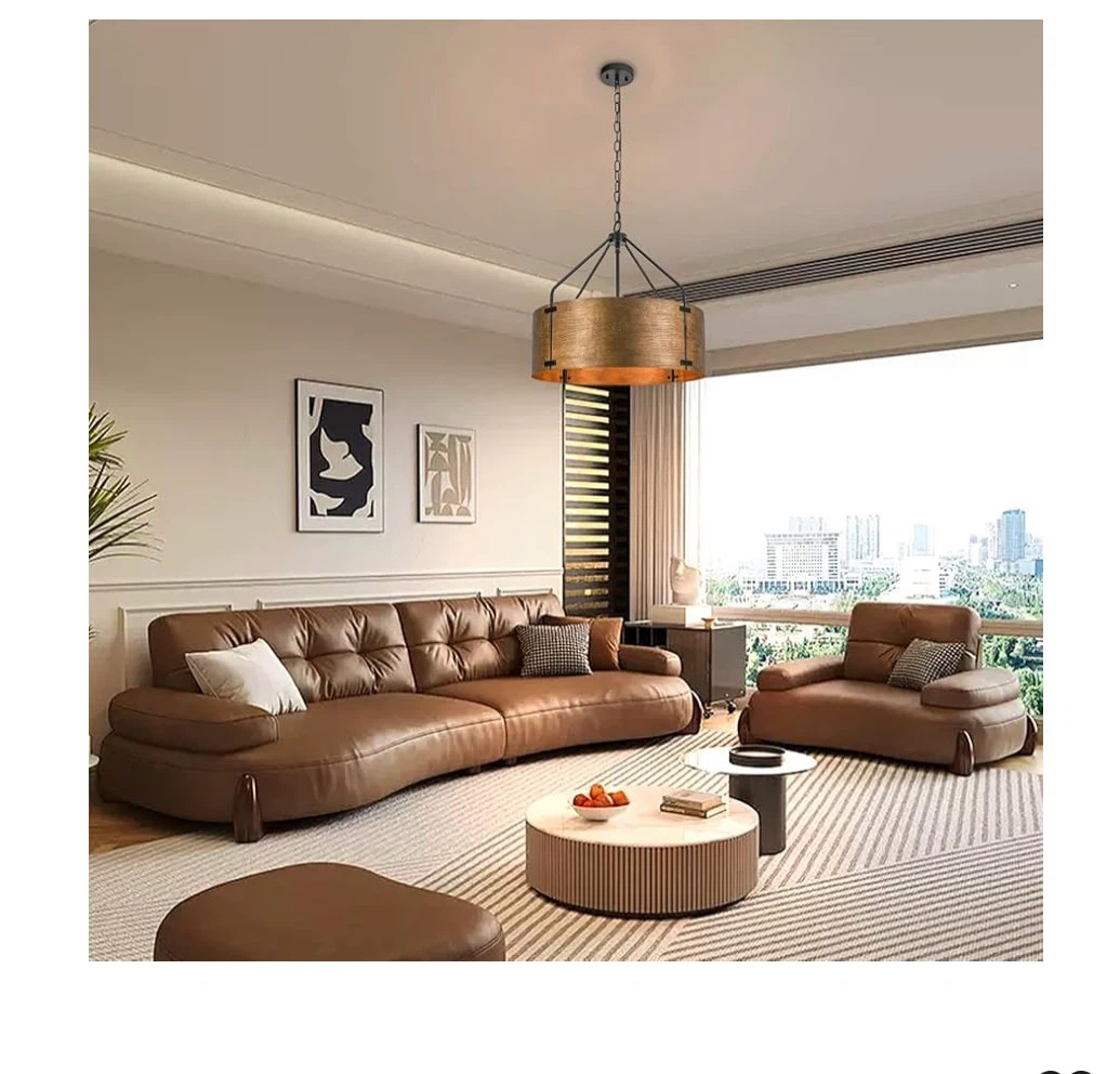 Drum Chandeliers for Dining Room,56 CM Copper Bronze Metal - photo 2