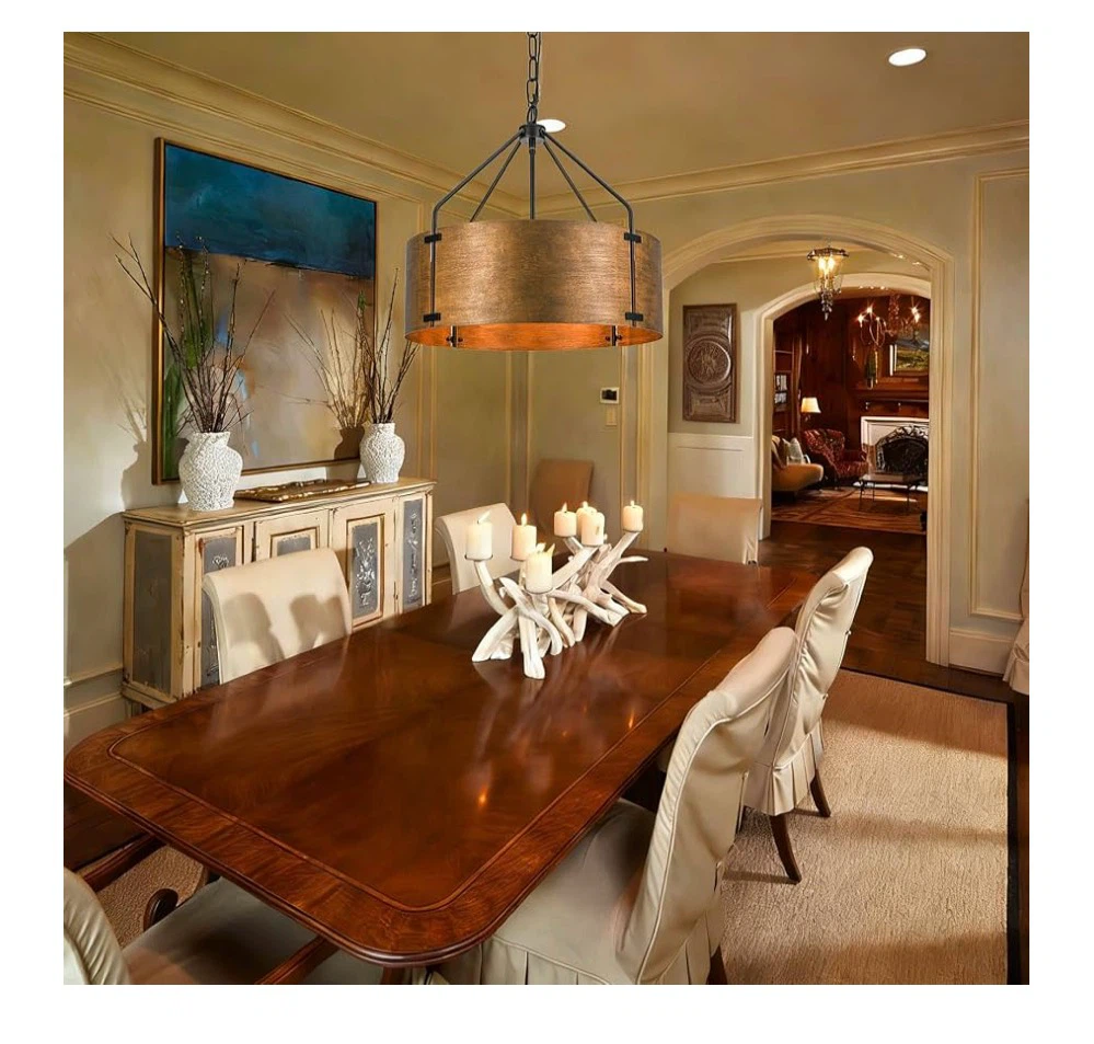 Drum Chandeliers for Dining Room,56 CM Copper Bronze Metal - photo 5