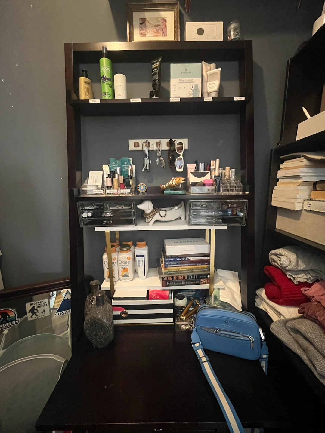 Dark Wood Ladder Desk with Drawers - photo 2