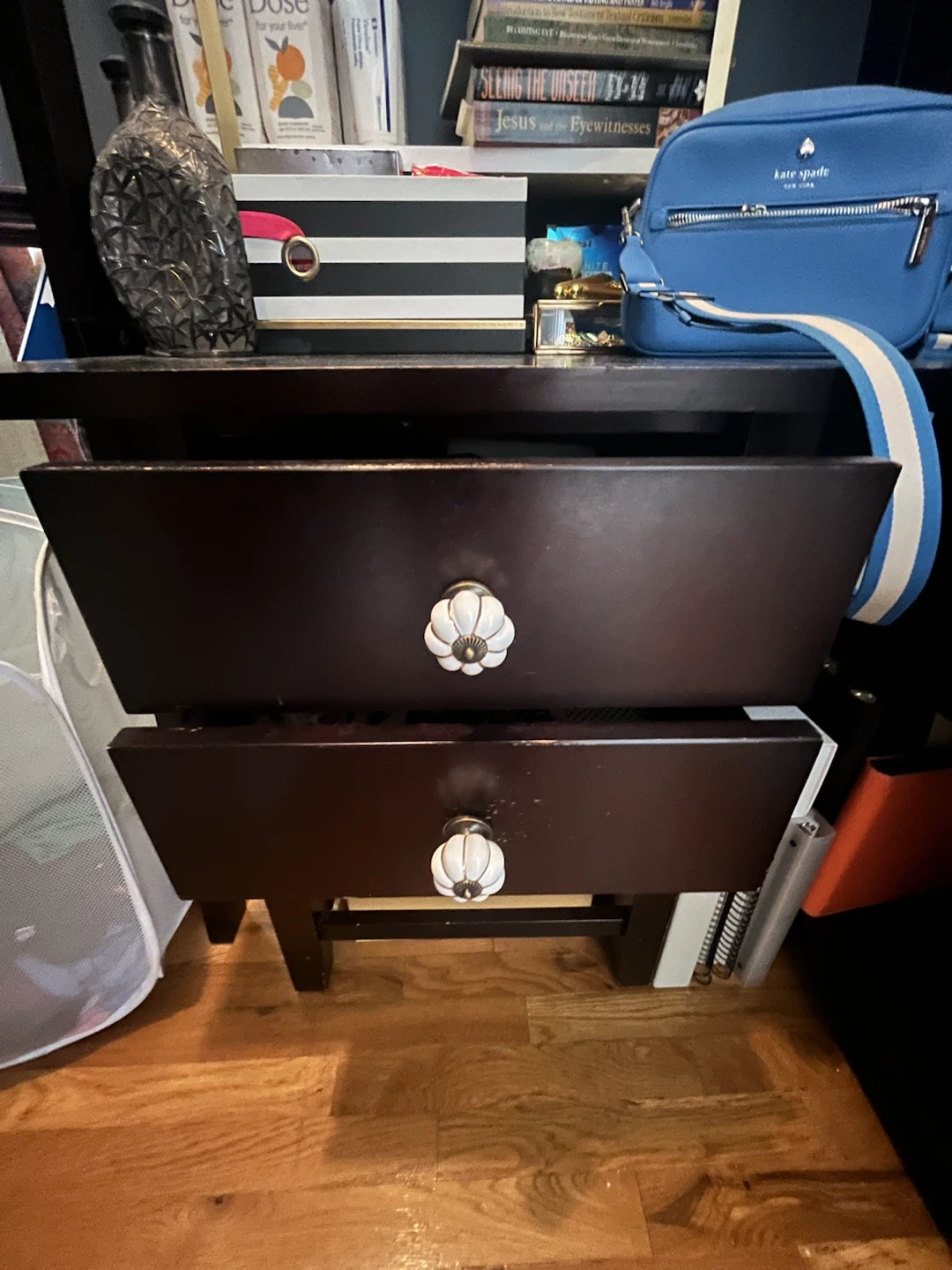 Dark Wood Ladder Desk with Drawers - photo 5