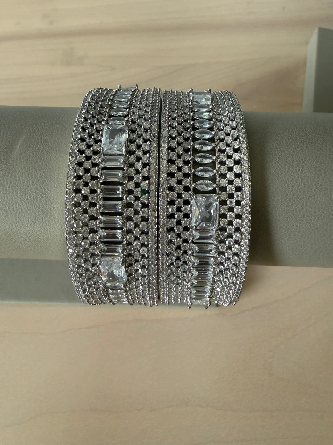 Set of two crystal cuff bangles