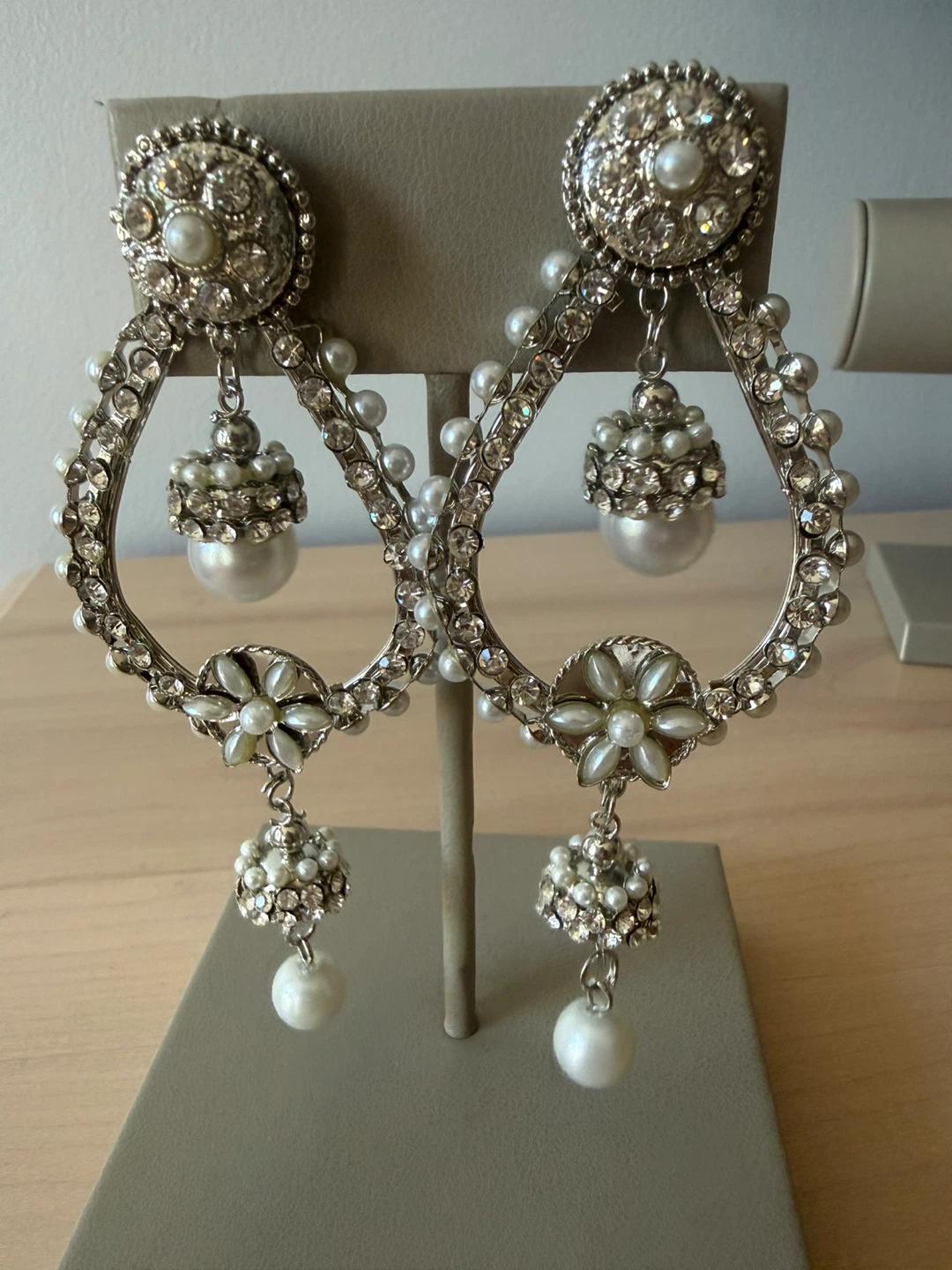 Crystal and Pearl Statement Drop Earrings