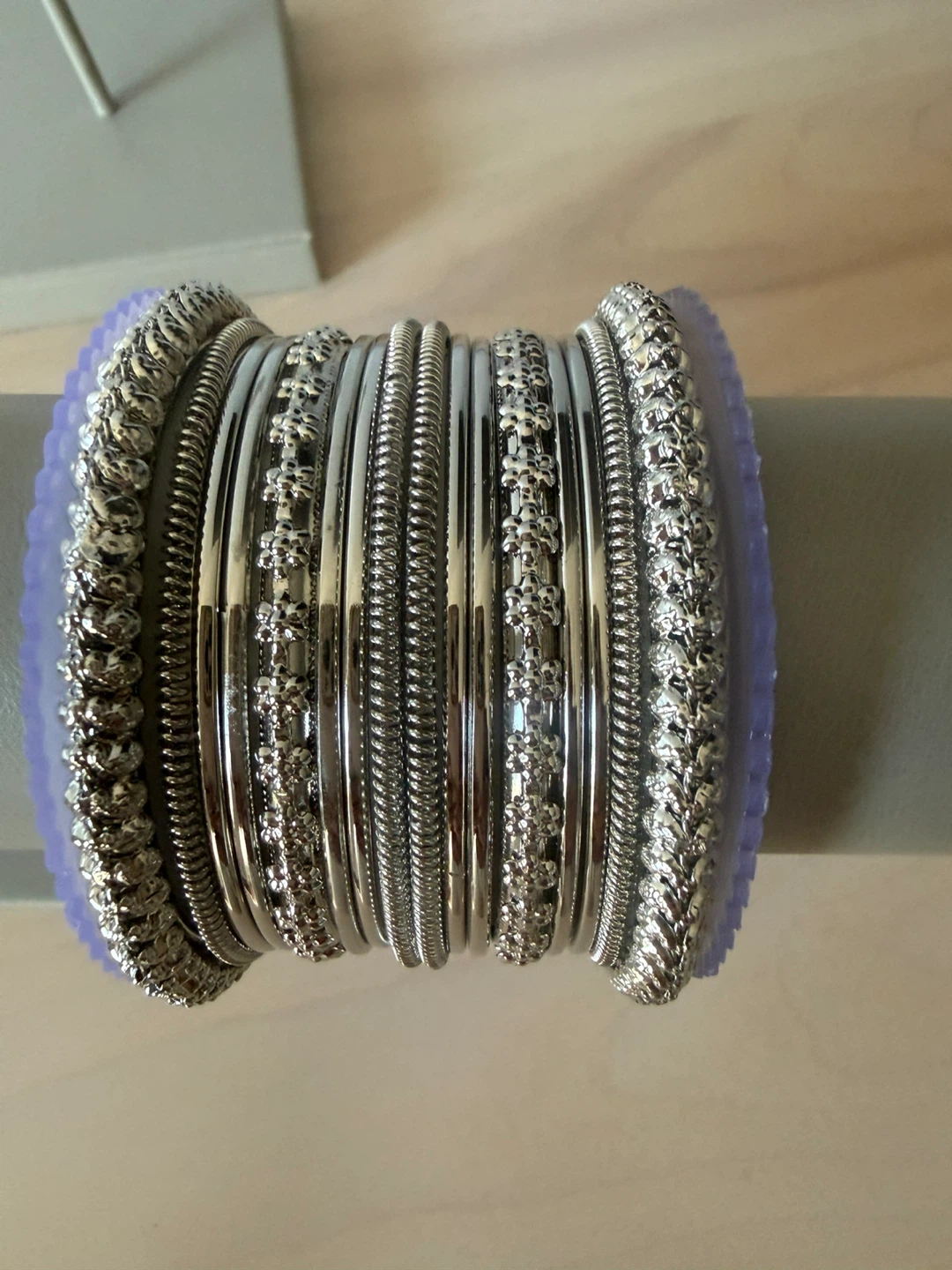 Silver-Tone Metal Bangle Bracelet Set