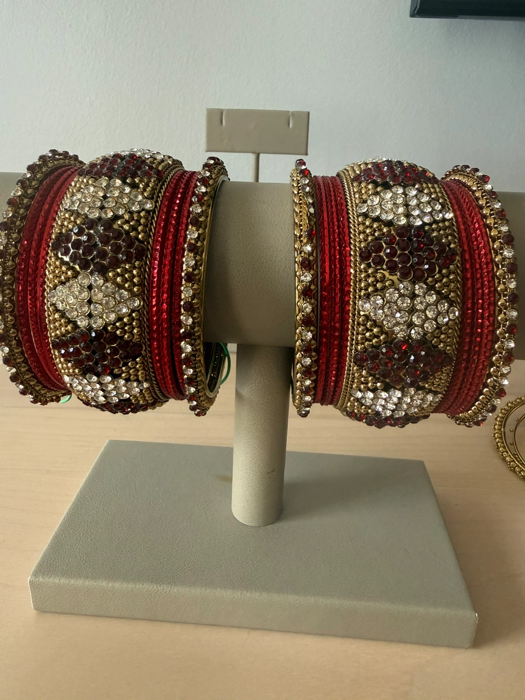 Red and Gold Embellished Bangle Set - photo 2