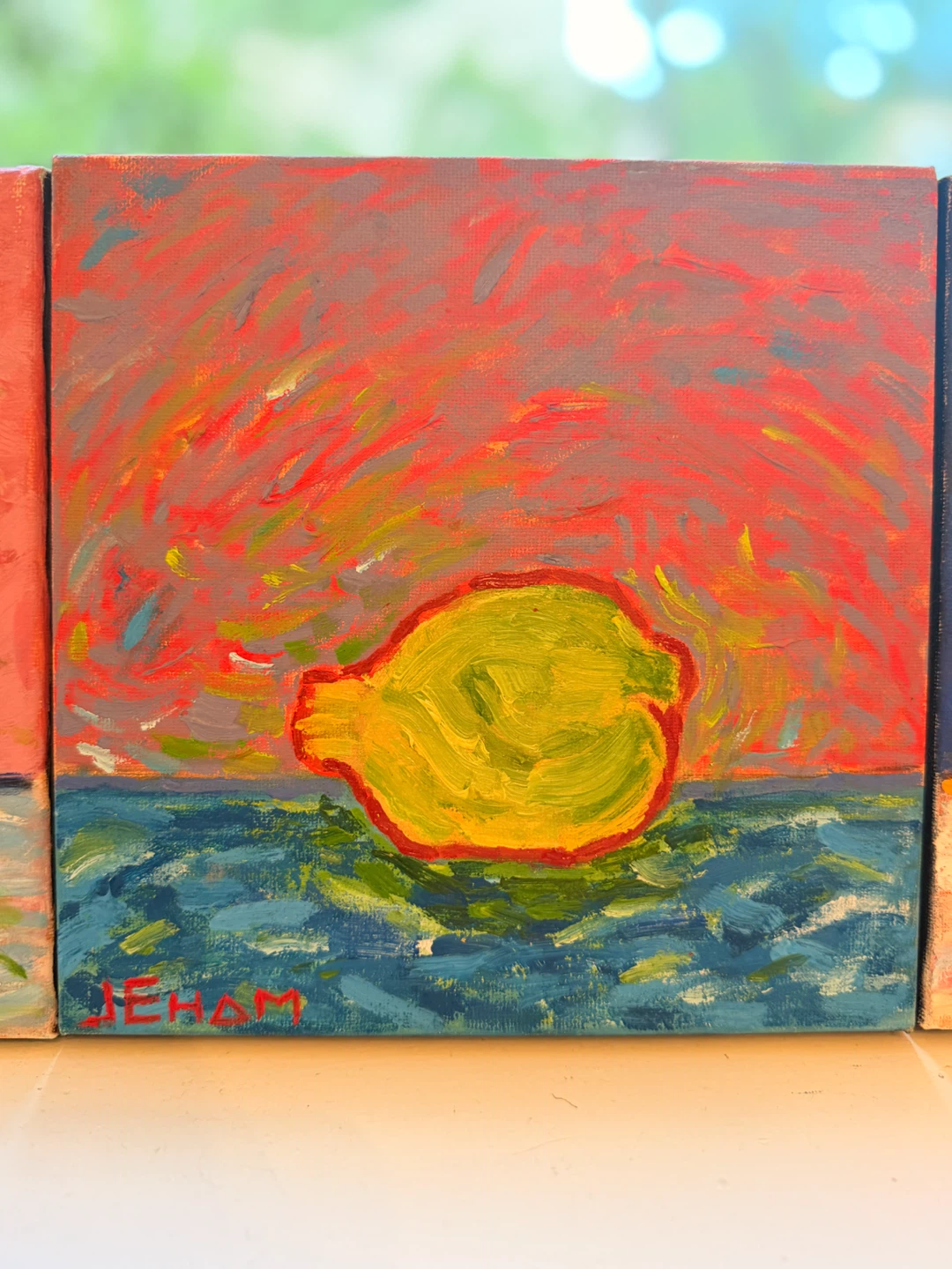 Set of 3 Fruit Original Oil Paintings 8x8 - photo 4
