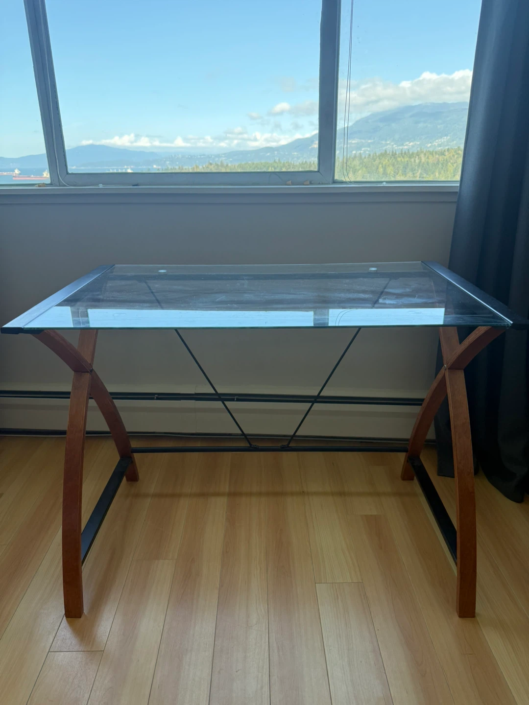Glass and Wood X-Frame Desk - photo 2