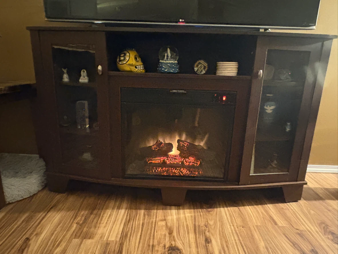 Dark Brown Electric Fireplace TV Stand