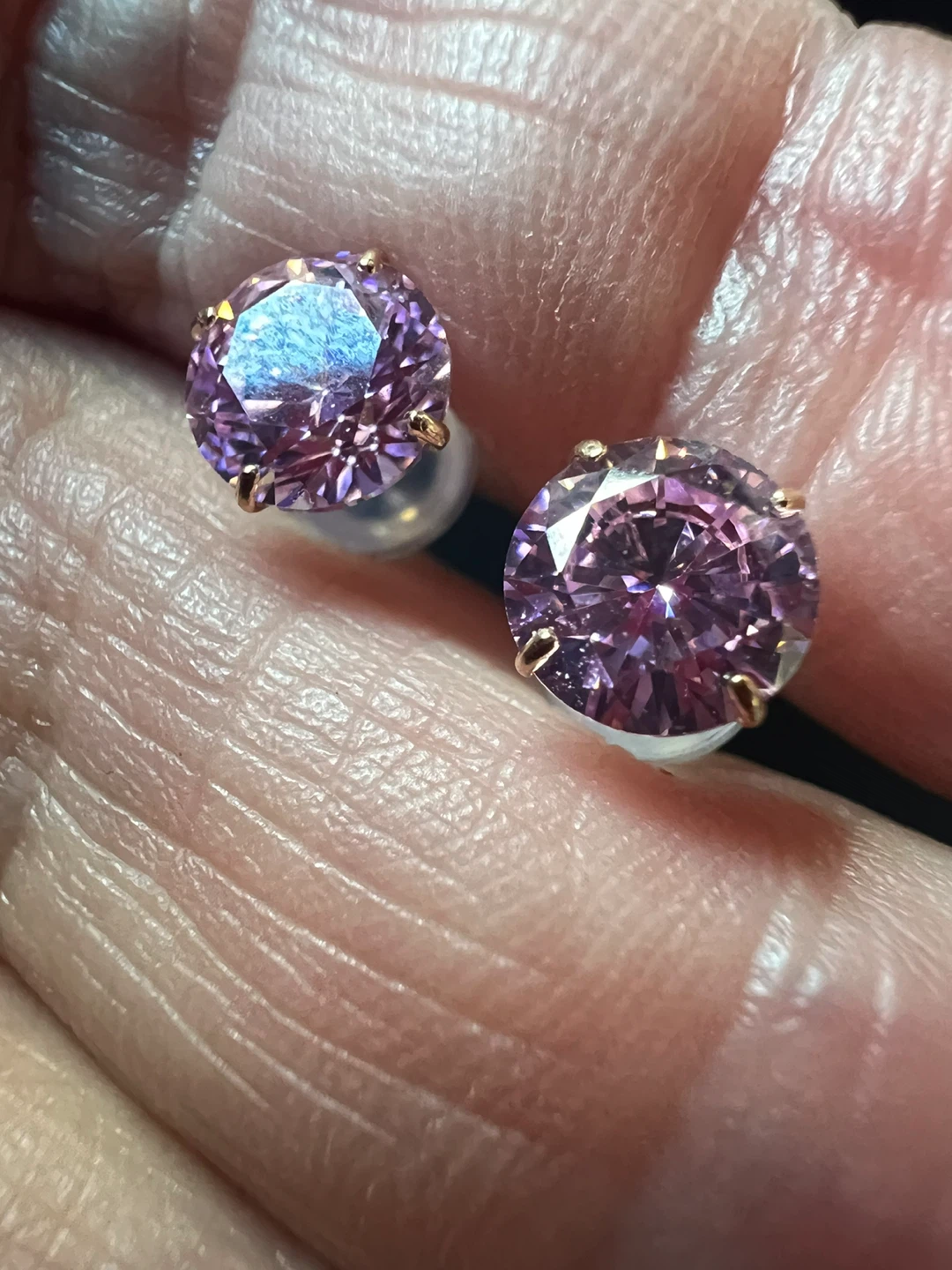 14K Gold Pink Stud Earrings
