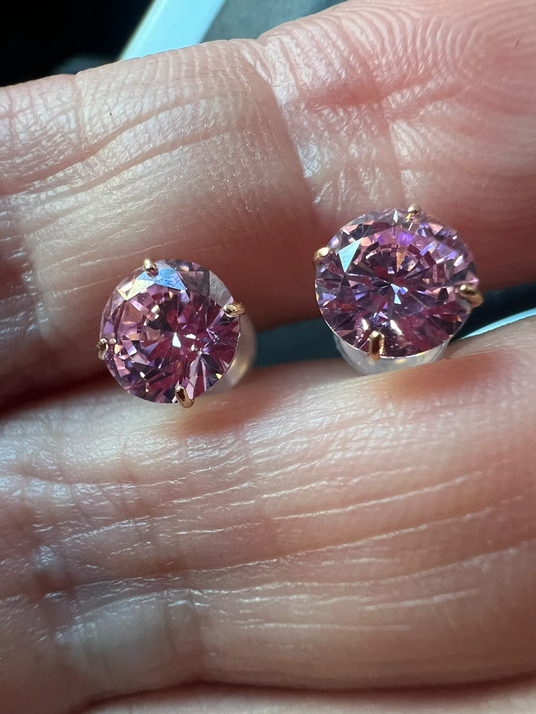 14K Gold Pink Stud Earrings - photo 2