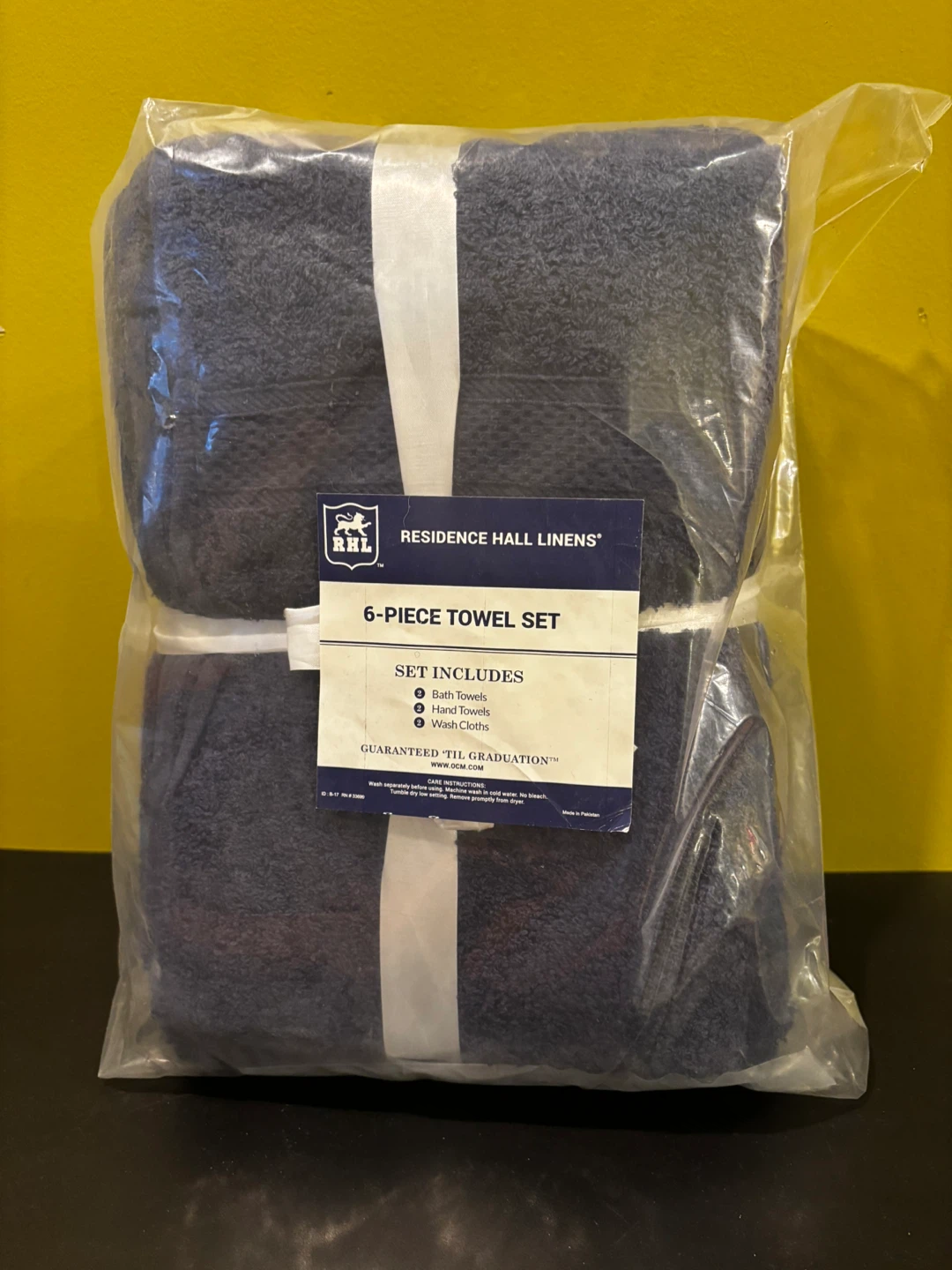 Residence Hall Linens 6-Piece Towel Set Navy