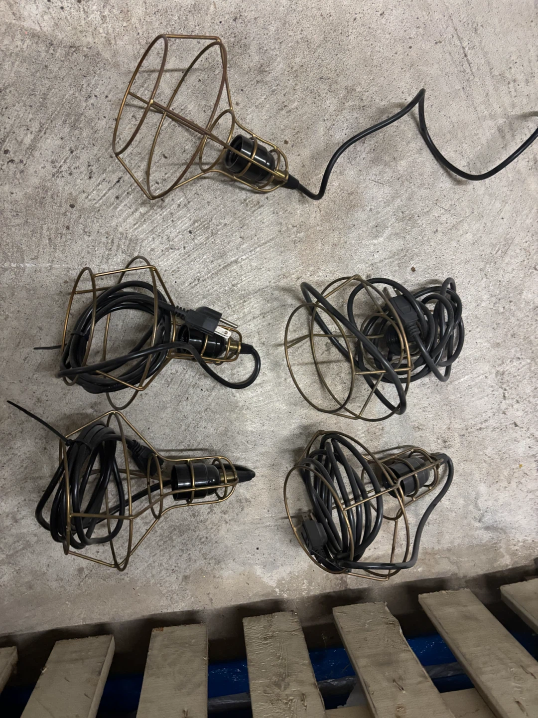 Set of 5 Cage Pendant Lights