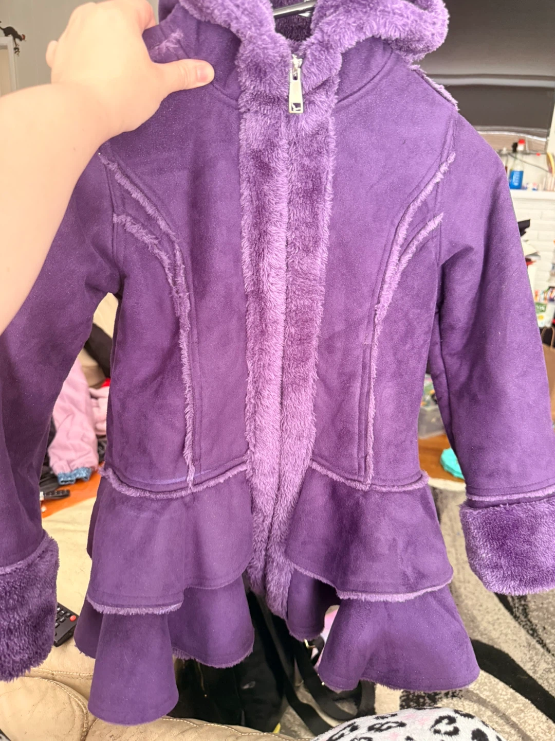 Girls purple faux suede jacket