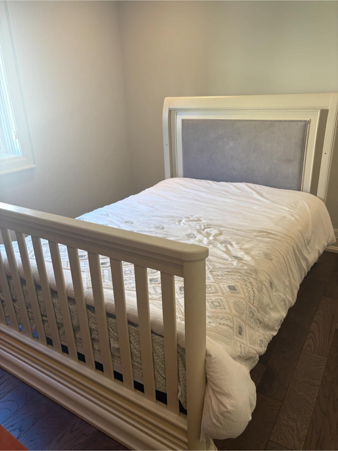 Cream and Grey Upholstered Bed Frame