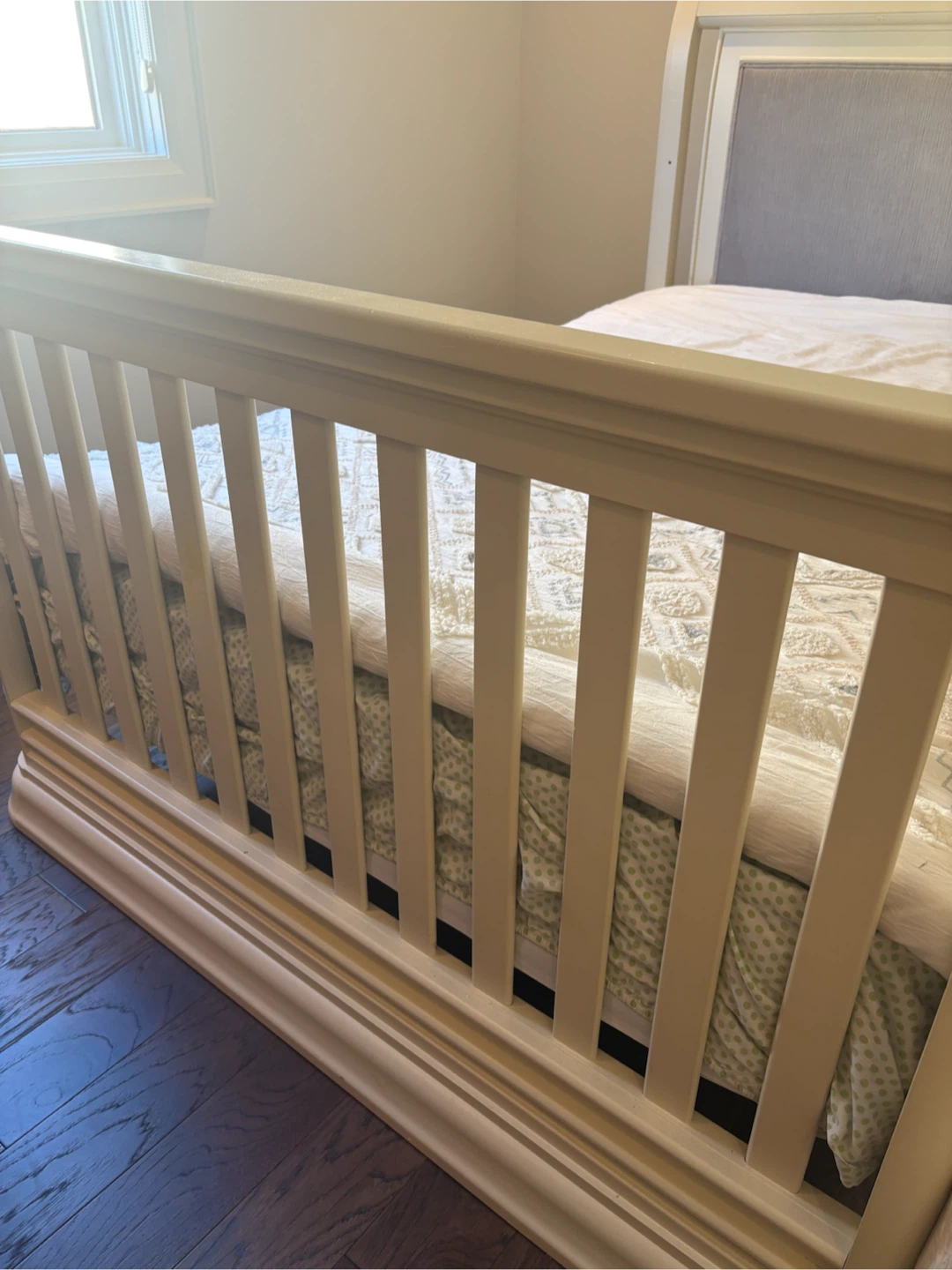 Cream and Grey Upholstered Bed Frame - photo 3