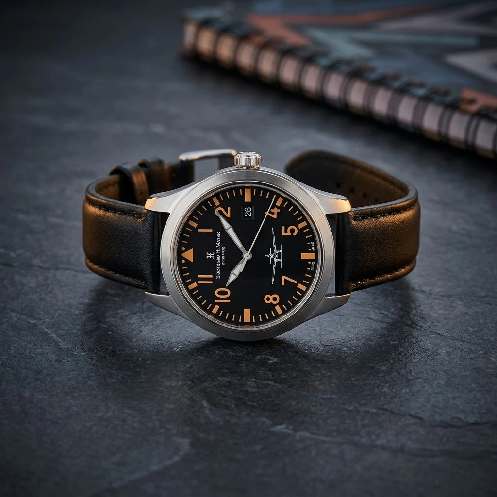 Bernhard H. Mayer "Spitfire" Swiss Watch - Box & Papers