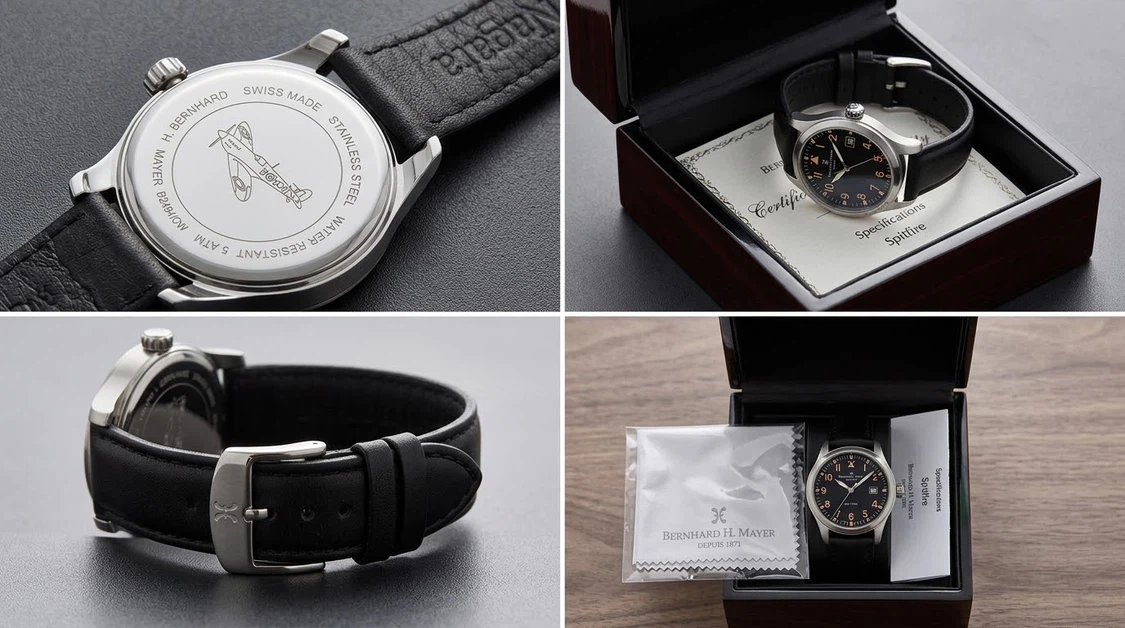 Bernhard H. Mayer "Spitfire" Swiss Watch - Box & Papers - photo 3