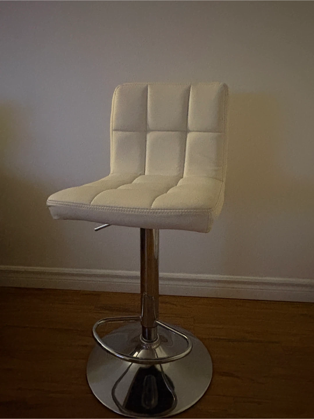 Pair of White Adjustable Bar Stool