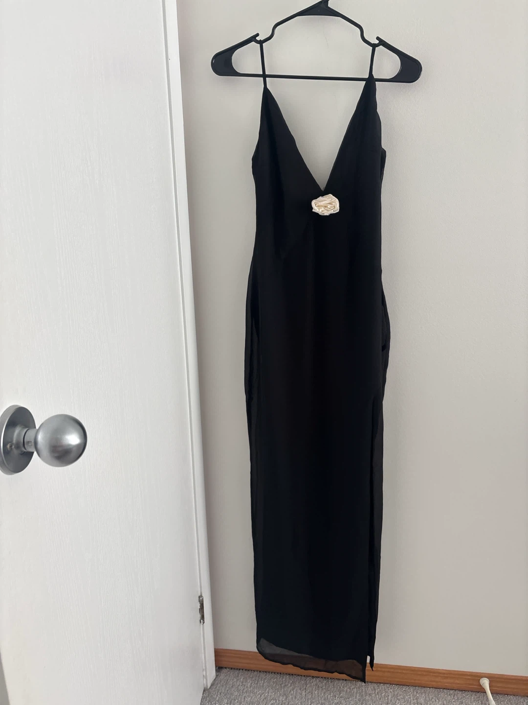 Black Maxi Dress with Floral Detail