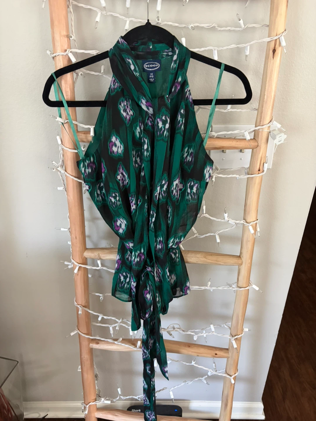 Scoop Green Patterned Halter Top XS - photo 2