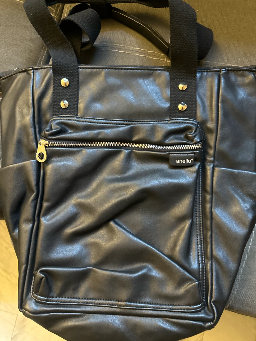 Anello Black Faux Leather Tote Bag