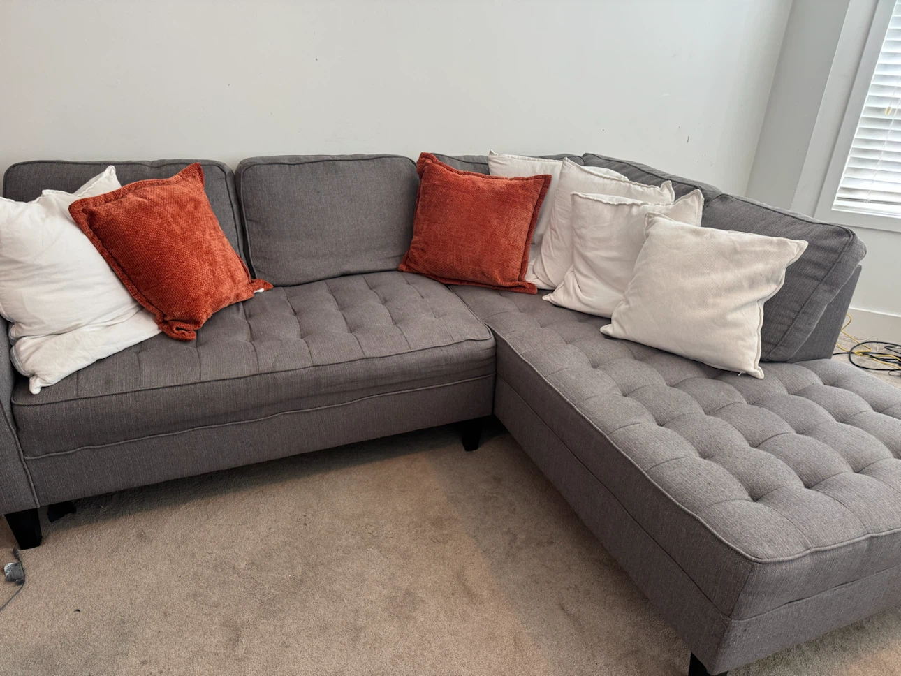 Grey Sectional Sofa with Chaise