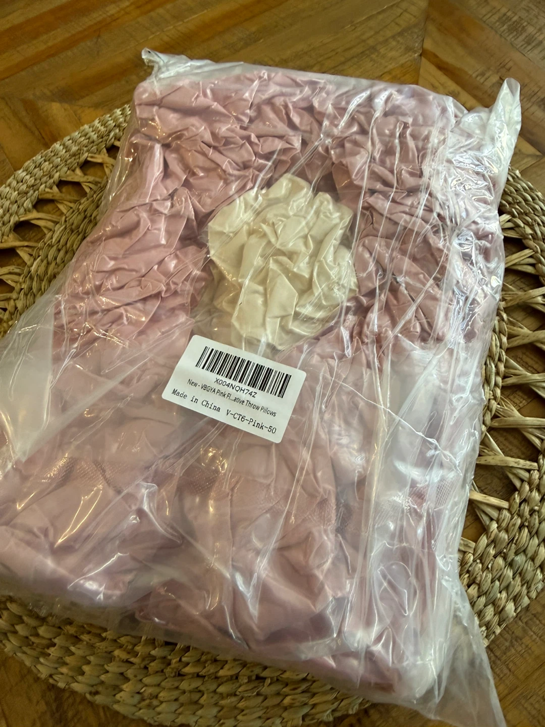 FIONOUT Pink Flower Decorative Throw Pillow