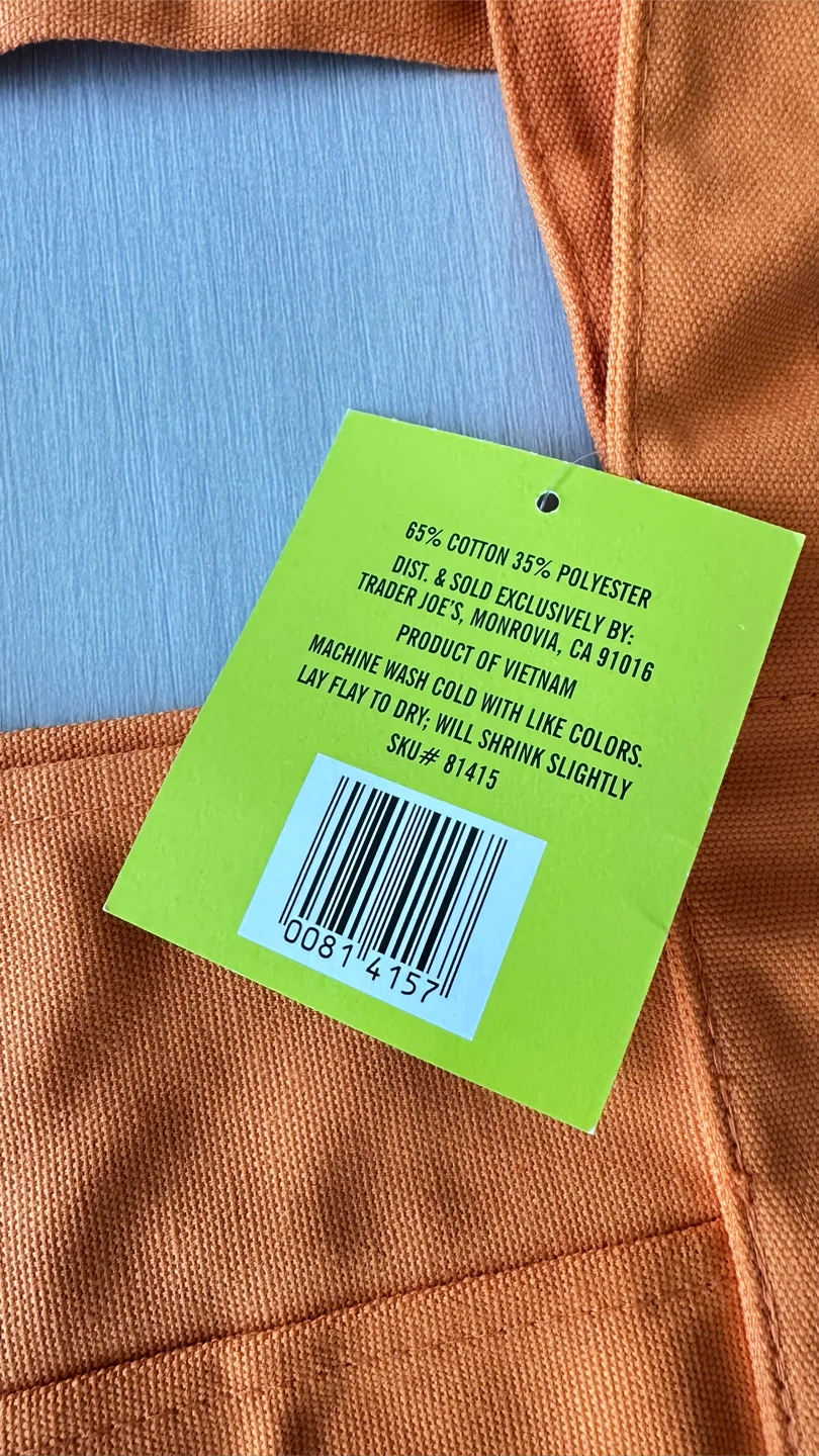 Trader Joe's Orange Mini Canvas Tote Bag 2025 - photo 2