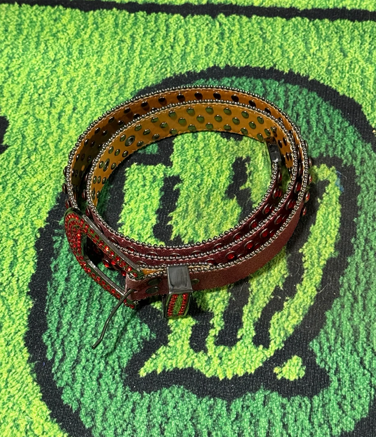 Red Rhinestone Studded Belt - photo 2
