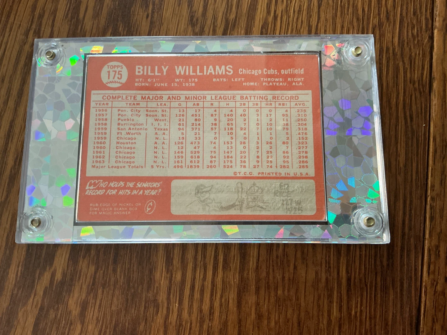 Topps 175 Billy Williams baseball card - photo 2