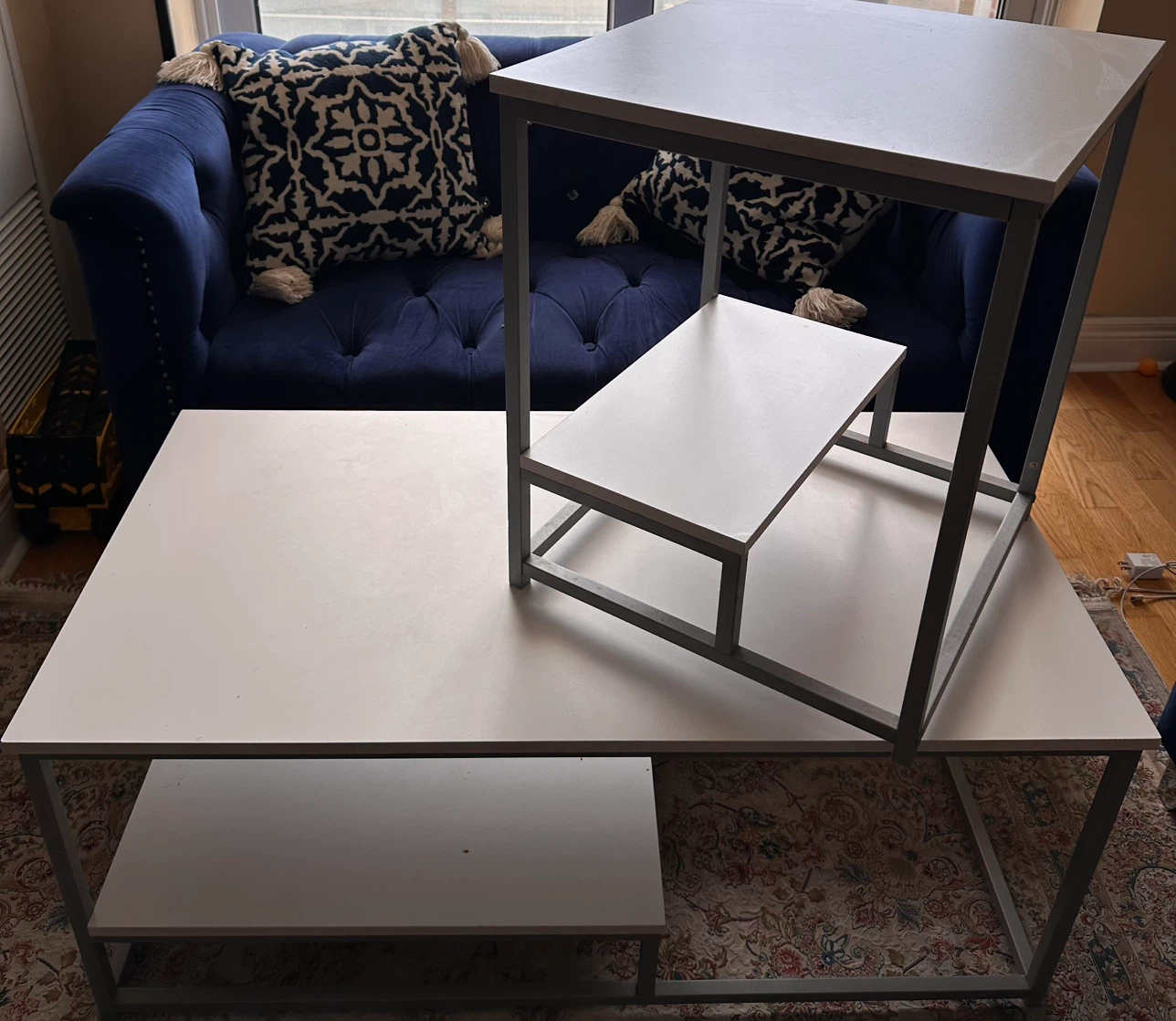 Modern White Coffee Table with Lower Shelf - photo 2