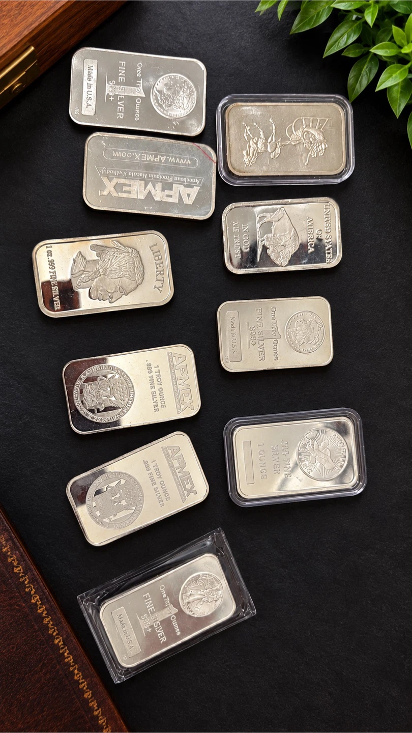 Collection of 1 oz .999 Fine Silver Bars (10 pieces)