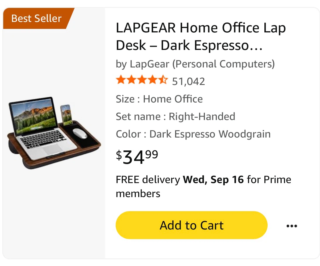 Right-Handed Lap Gear Lap Desk with Mousepad - photo 2
